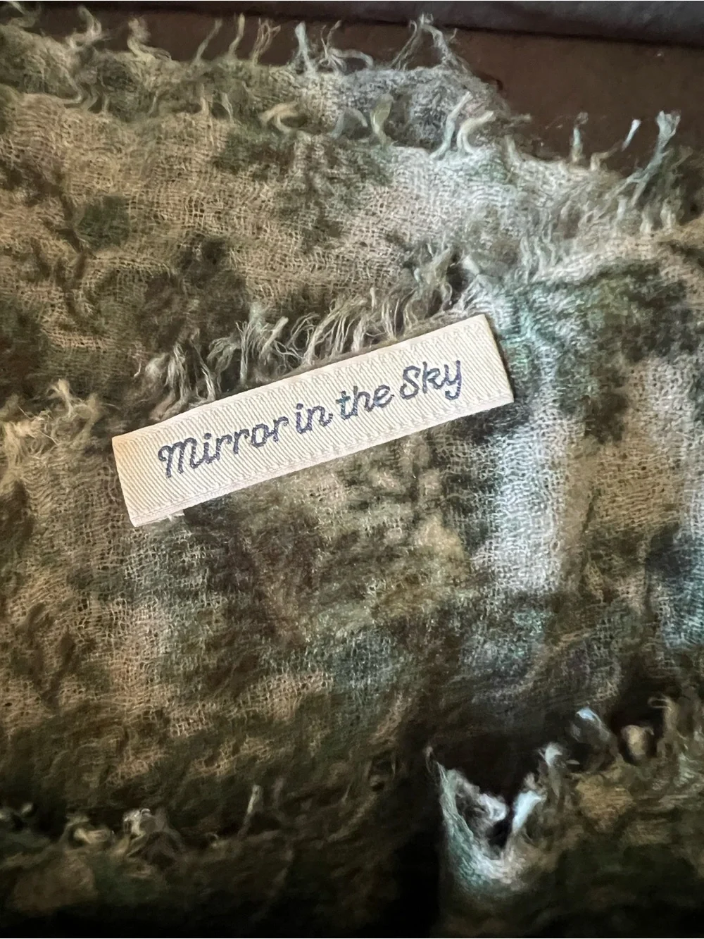 Mirror in the Sky cashmere green and blue  scarf 33x33